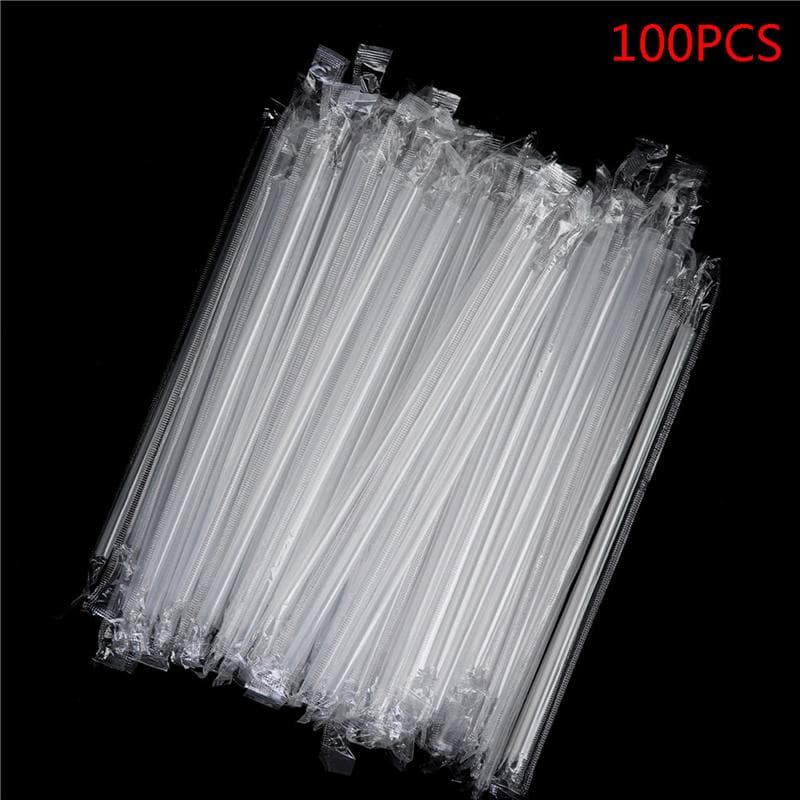 100Pc Clear Individually Wrapped Drinking Pp Straws Drinks Straws Party Supplies transparent