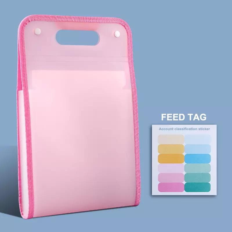 Expanding File Organiser A4 File Holder Paper Documents Storage Folder Plastic Document Letter Tray Office Organizer Desk Storage for Paper Folders pink
