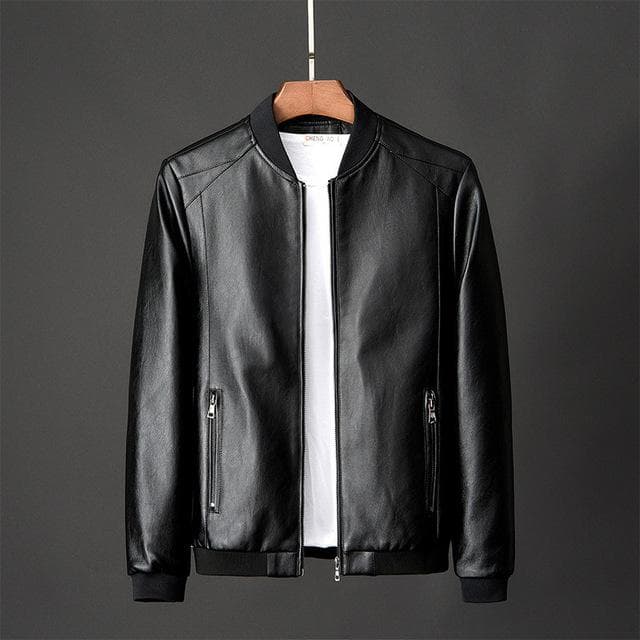 Mens Autumn Winter Leather Jackets Mens Korean Fashion Casual Slim Motorcycle PU Leather Coats Plus Size Bomber Jackets 7XL 8XL 6XL black