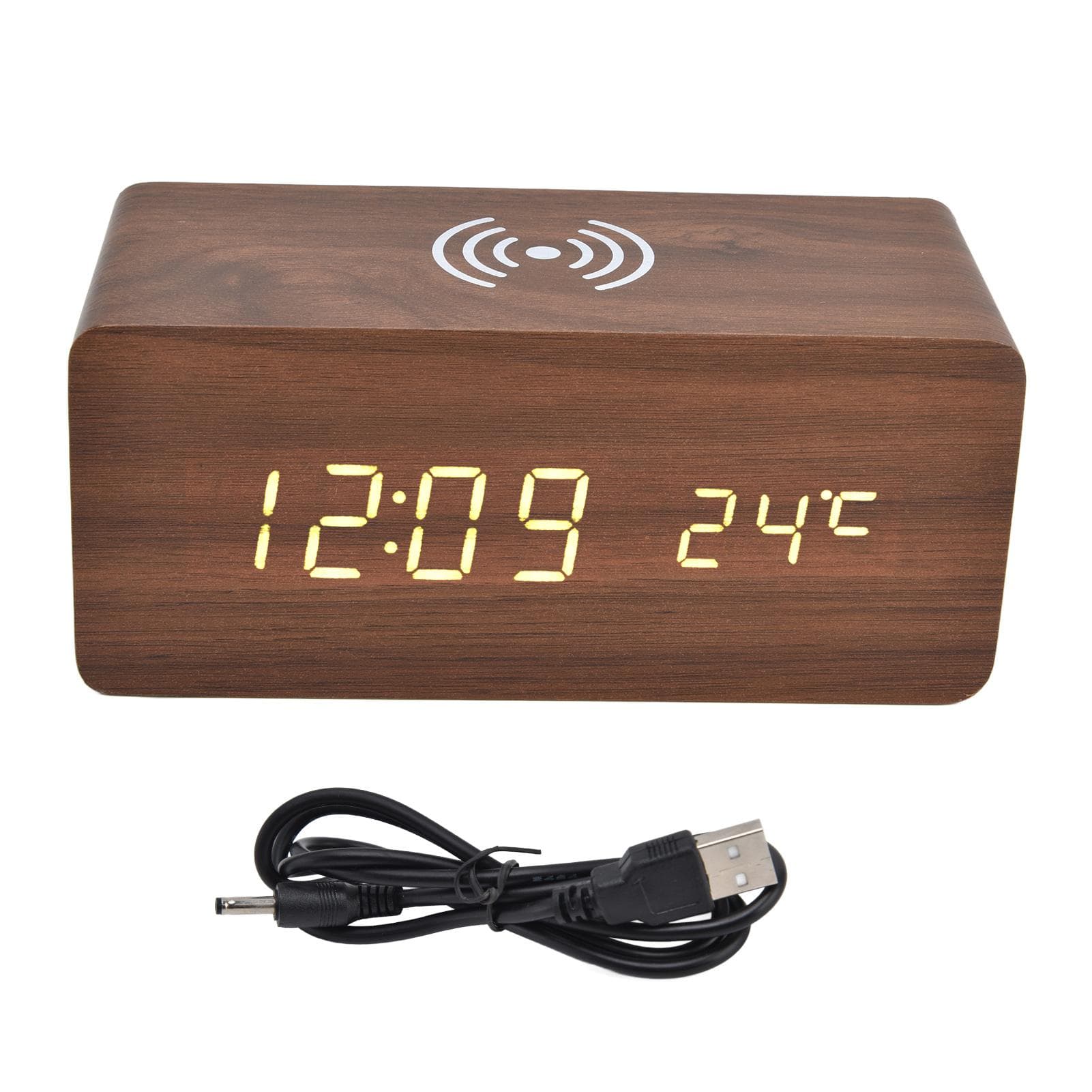 Digital Alarm Clock Wireless Charging Automatic Temperature Detection Safe Stable LED Electronic red