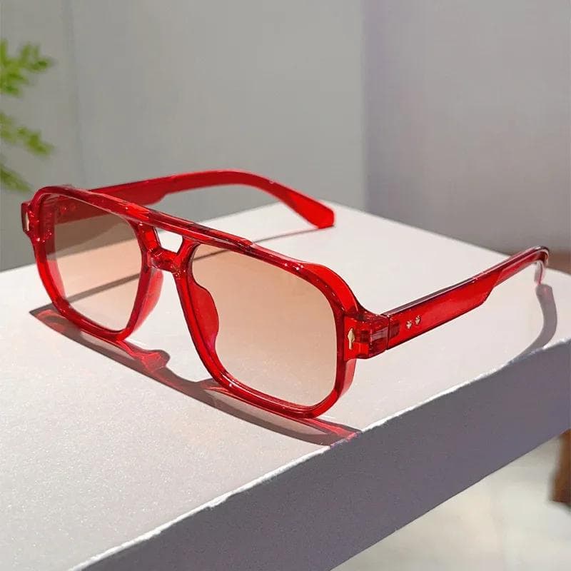 Men's New Ultra-lightweight Fashion Sunglasses Women's Outdoor UV400 Retro Anti-ultraviolet Driving Travel Essential Sun Glasses red