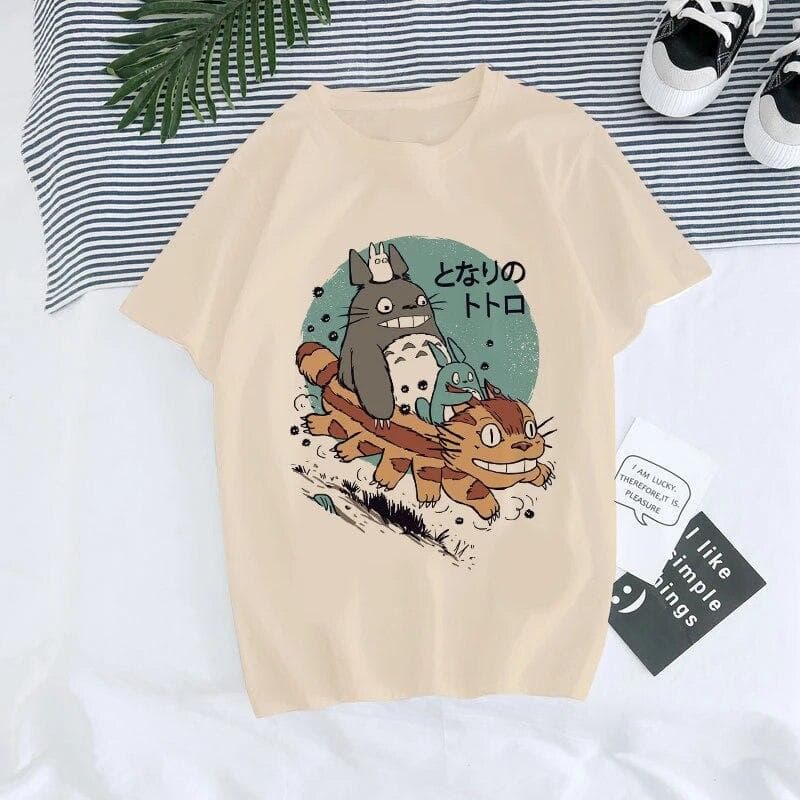 Unisexga Anime 90s Totoro Harajuku Ullzang T Shirt Women T-shirt Miyazaki Hayao Spirited Away Tshirt Top Tees FeUnisex L