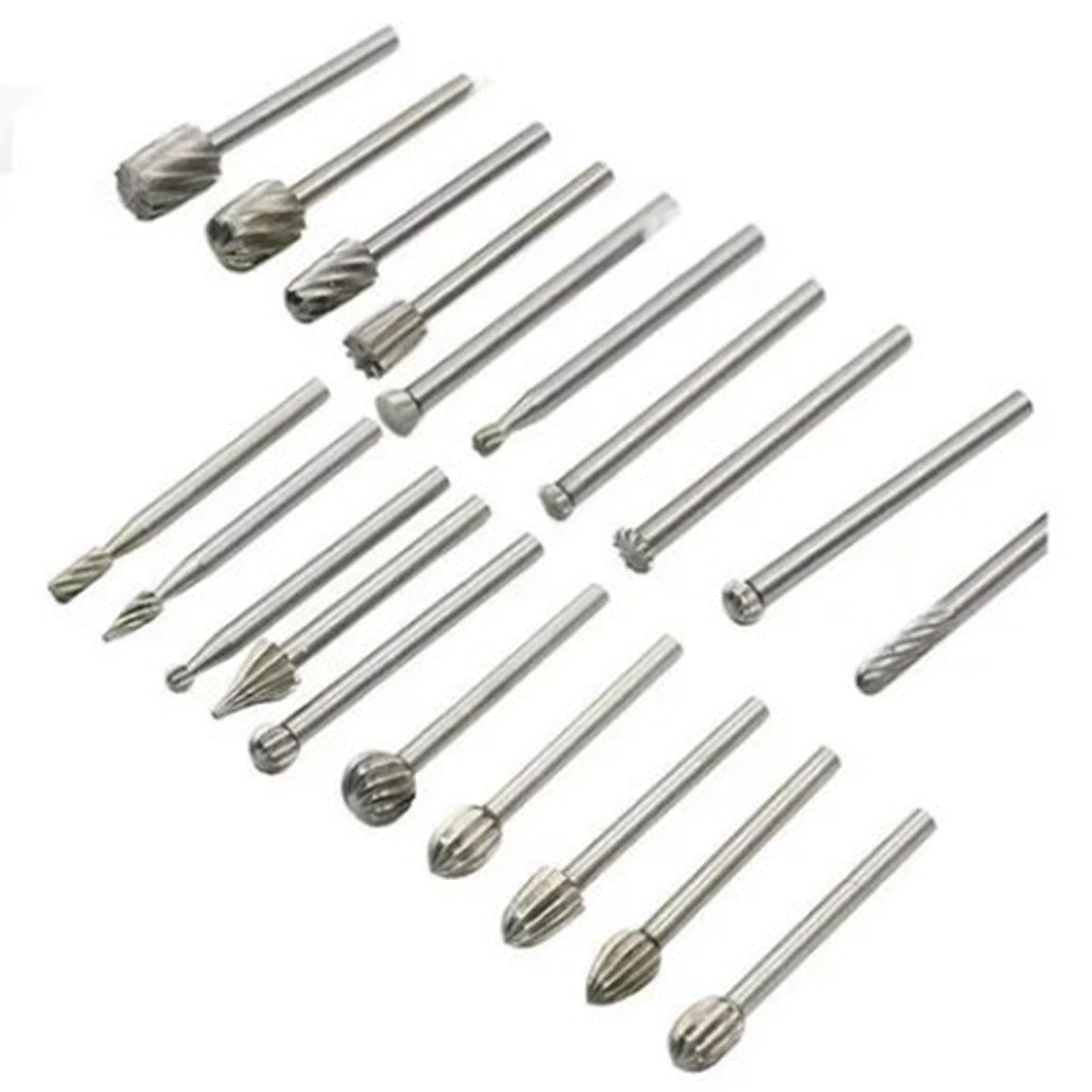 20PCS Woodworking Small Rotation File 3mm High Speed Steel Incisive Grinding Bit for Engraving