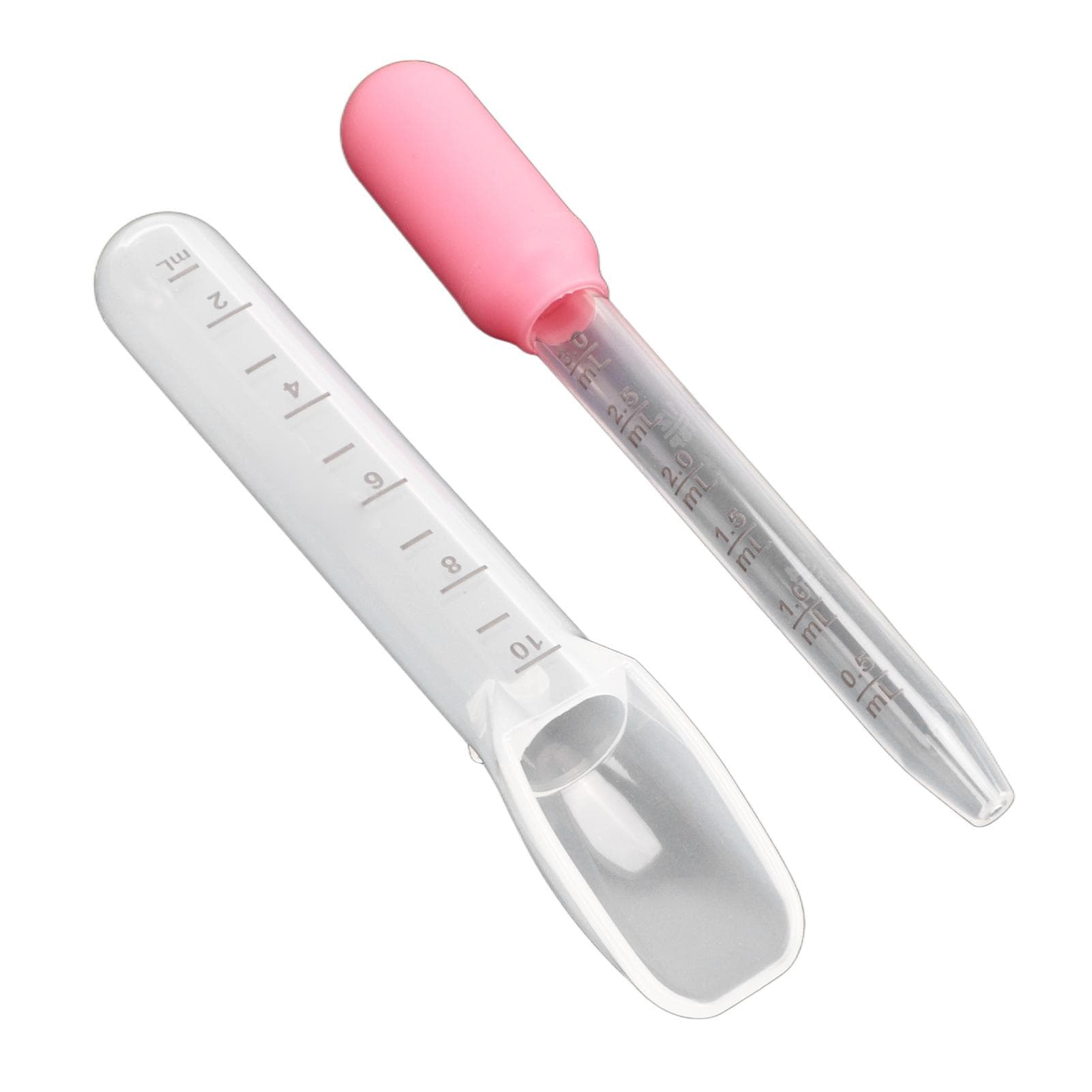 Baby Liquid Medicine Dropper Spoon Food Grade Silicone Clear Scale Kids Oral Medicine Dispenser Kit L(for 6.5-9kg) pink