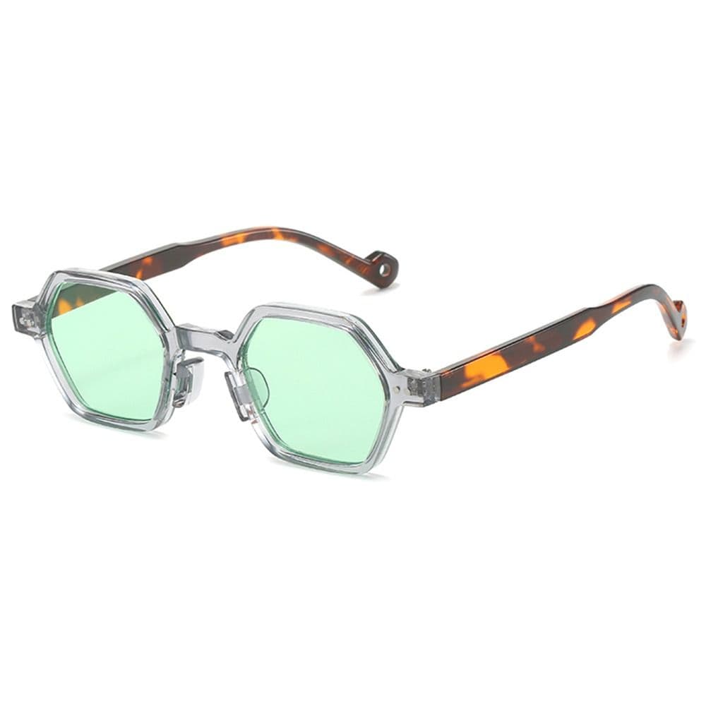 Vintage Polygon Square Women Sunglasses Fashion Hexagon Clear Ocean Lens Shades UV4 Rivets Sun Glasses