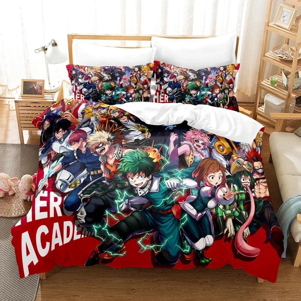 New My hero academia Bedding Set Single Twin Full Queen King Size Kawaii Bed Set Adult Kid Bedroom Duvet cover Sets 3D Anime EU Double 200x200cm
