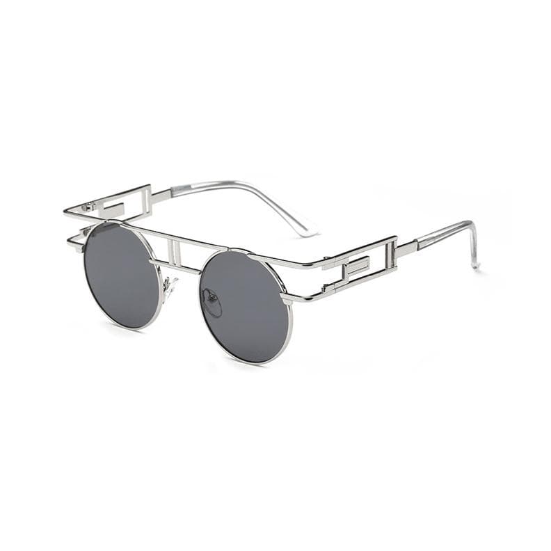 Vintage Round Sunglasses Women Men Brand Designer Unisex Retro UV400 Shades Classic Sun Glasses gray/silver