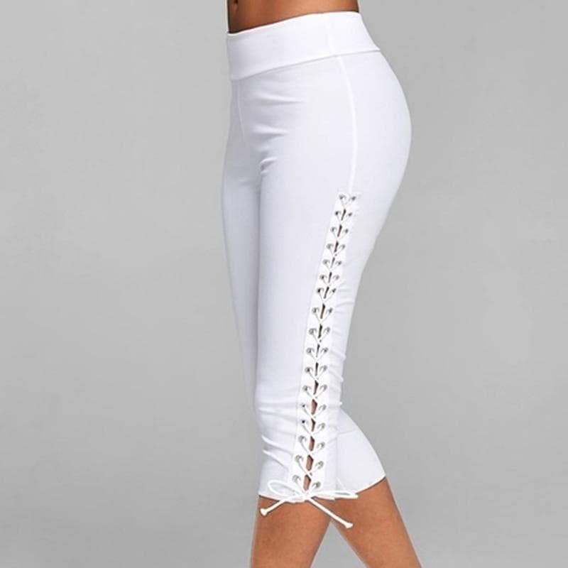 Women High Waist Cropped Trousers Pants Elastic Bandage Leggings Seamless Gym Fitness Pants Plus Size 6XL white