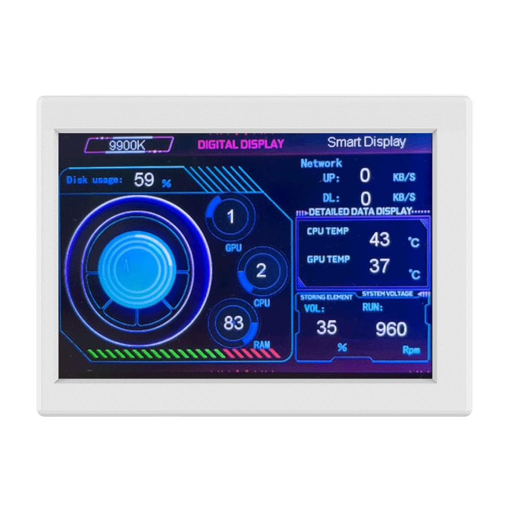 3.5 Inch IPS Monitor Display Computers Monitor CPU GPU Monitoring Sub-Screen ABS Housing Support white