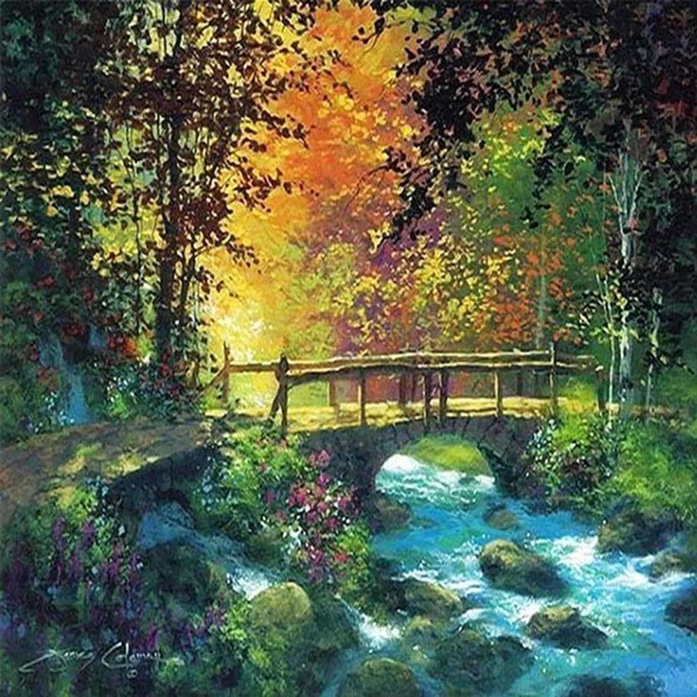 5D DIY Diamond Painting Small Bridge Embroidery Cross Stitch Rhinestone Mosaic Home Decor 30x30CM
