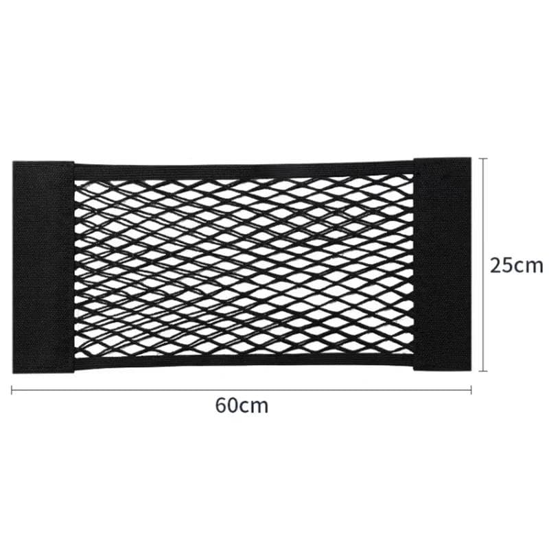 Car Storage Net Stretchable Mesh Pocket Net Magic Elastic Sticker Universal Rear Mesh Trunk Seat Bag Pocket Cage Auto Organizer 60 x 25cm black