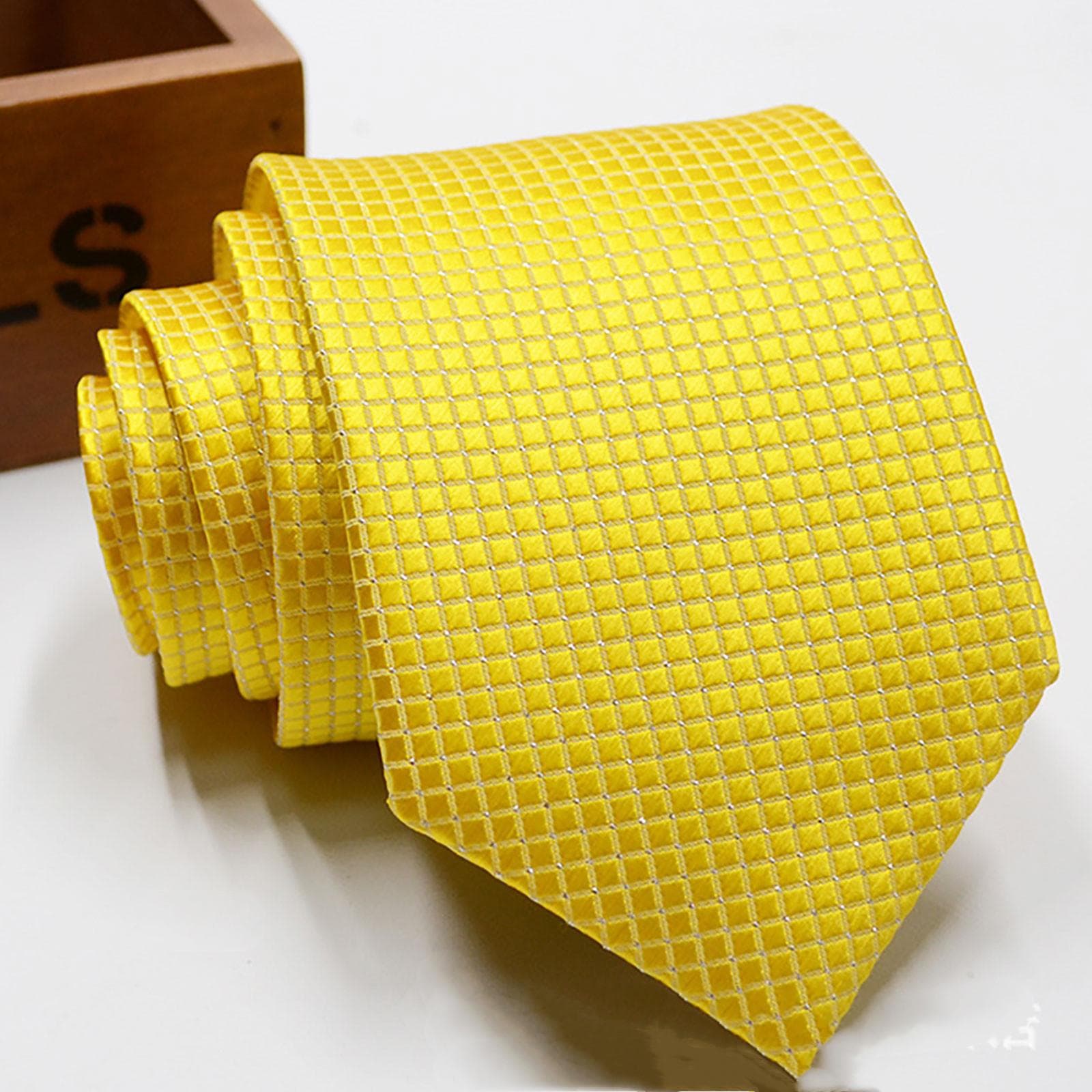 Silk Plaid Ties Men Necktie Party Business Formal Men's Business Casual Ties yellow
