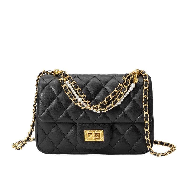 Square Fat Pearl Handle Bag Delicate Texture Small Fragrant Wind Diamond Chain Bag Light Luxury Crossbody Bag Woman