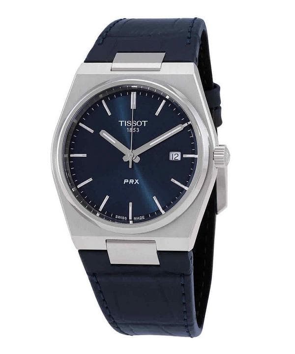 Tissot T-Classic PRX Leather Strap Blue Dial Quartz T137.410.16.041.00 100M Men's Watch blue