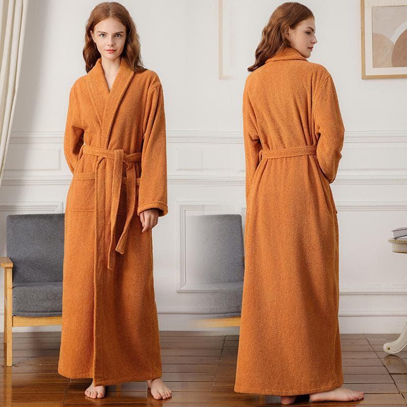 100% Cotton Lovers Soft Bath Robe Men and Women Nightrobe Super Long Bath Robe Nightrobe Sleepwear Casual Home Bathrobe 2XL