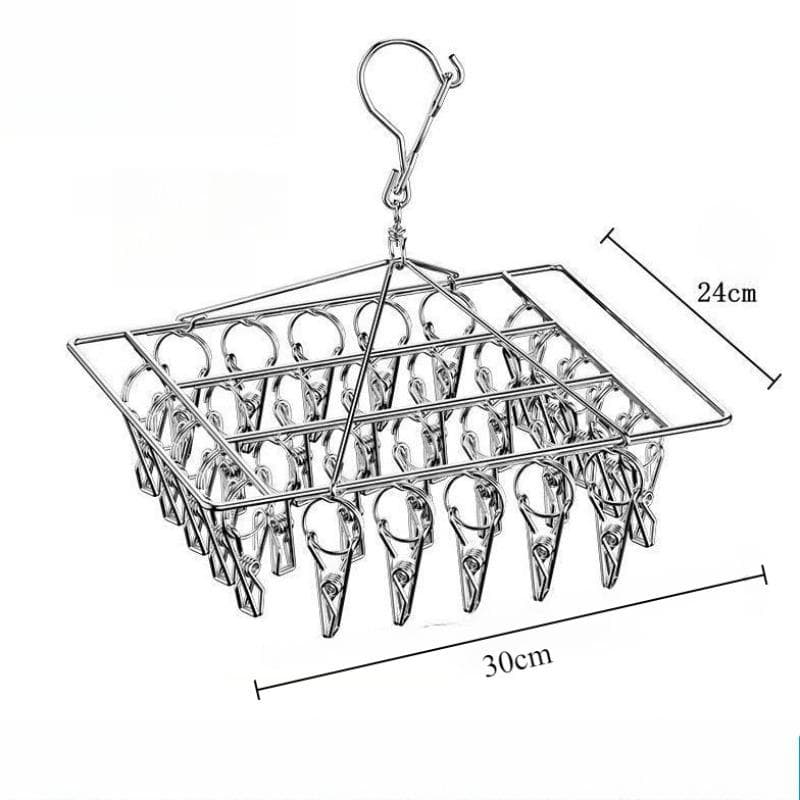 Sock Drying Rack with 30 Clips Stainless Steel Sock Hanging Rack Swivel Wind-proof Laundry Drip Hanger Sock Hanger