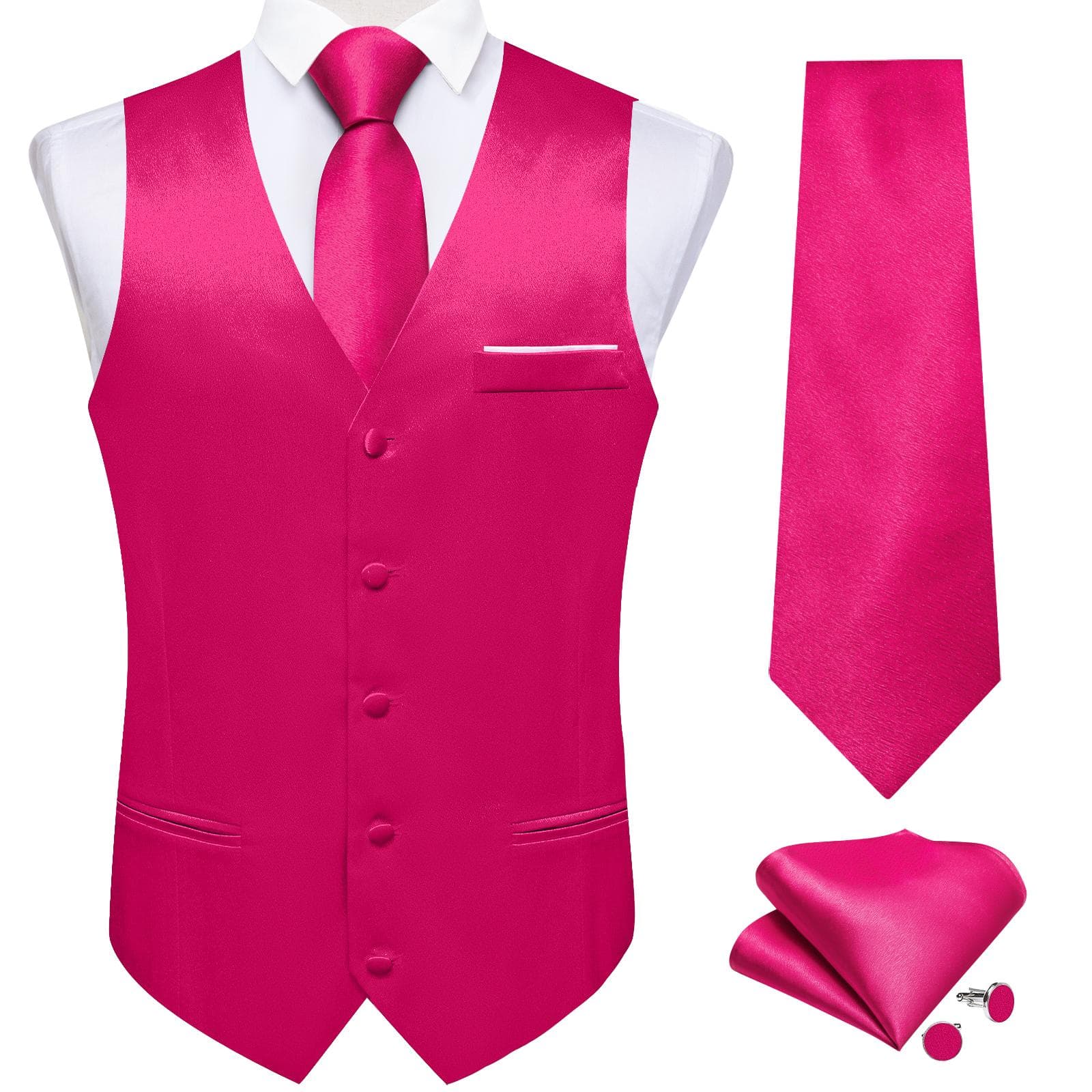 Dibangu Mens Yellow Paisley Vest Suit Waistcoat Hanky Cufflinks Tie Set Wedding M