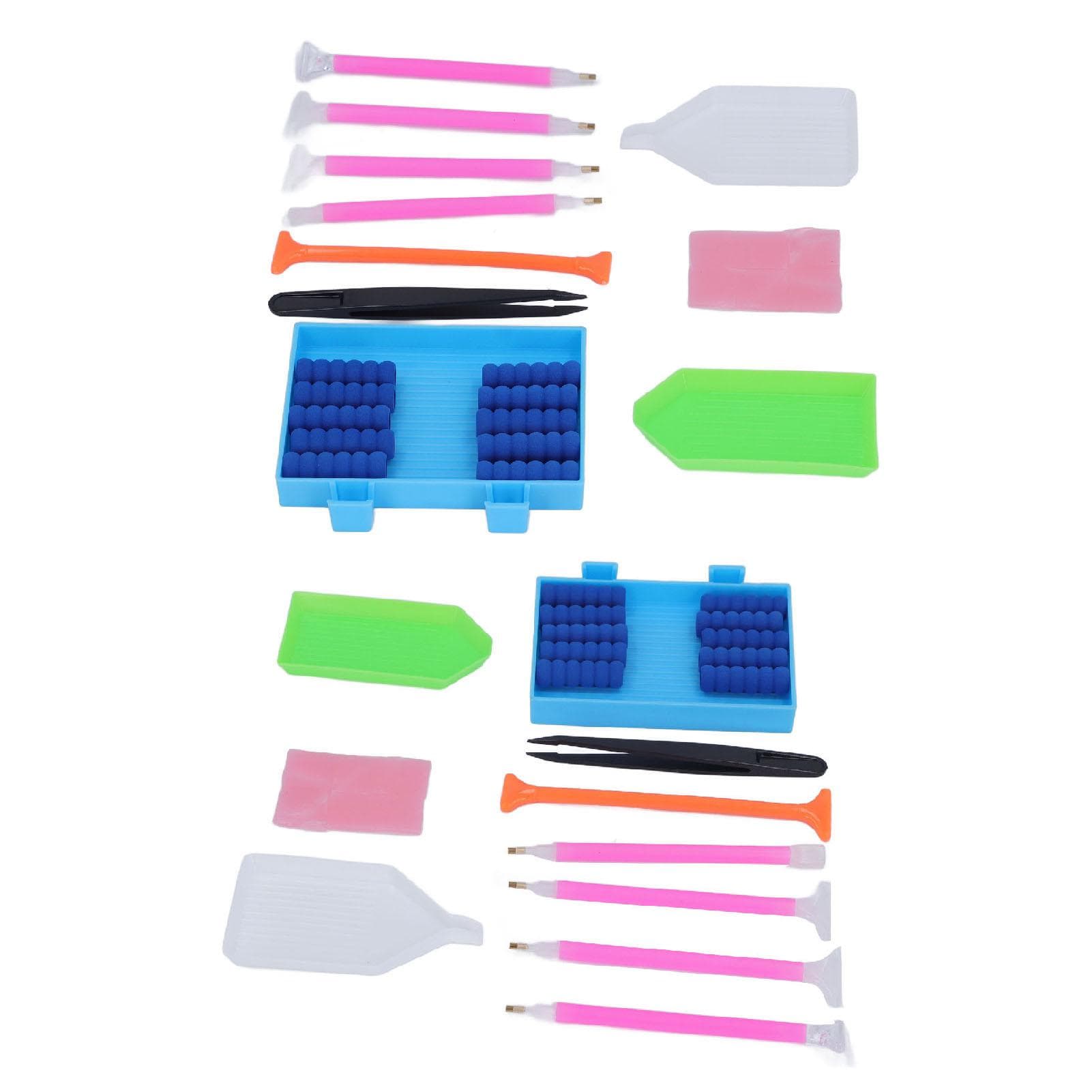 42pcs Rhinestone Painting Tools Large Dot Drill Plate Green Tray Pen Grippers Rhinestone Painting