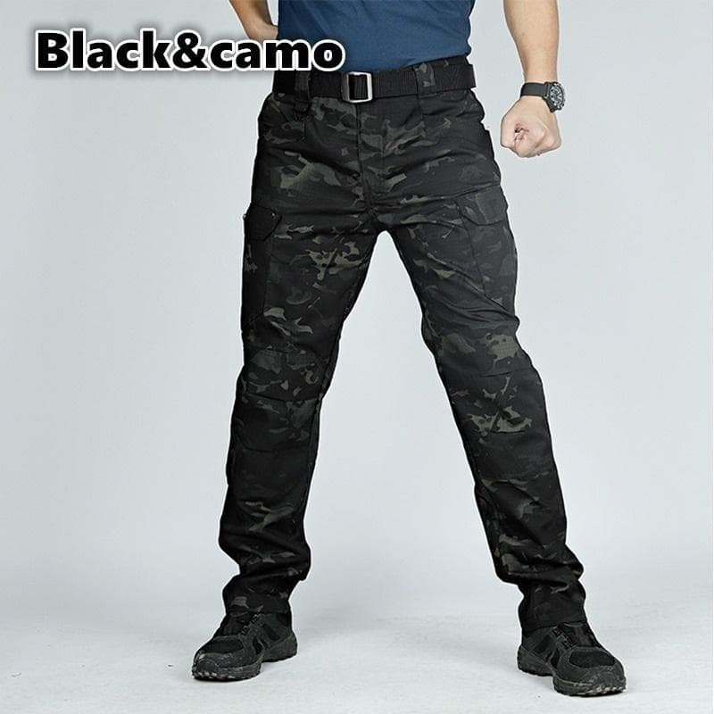 Men's Quick Dry Waterproof Tactical Trousers Multi-pocket Breathable Work Pants Cargo Pants Military Pants XXXXL camouflage/black
