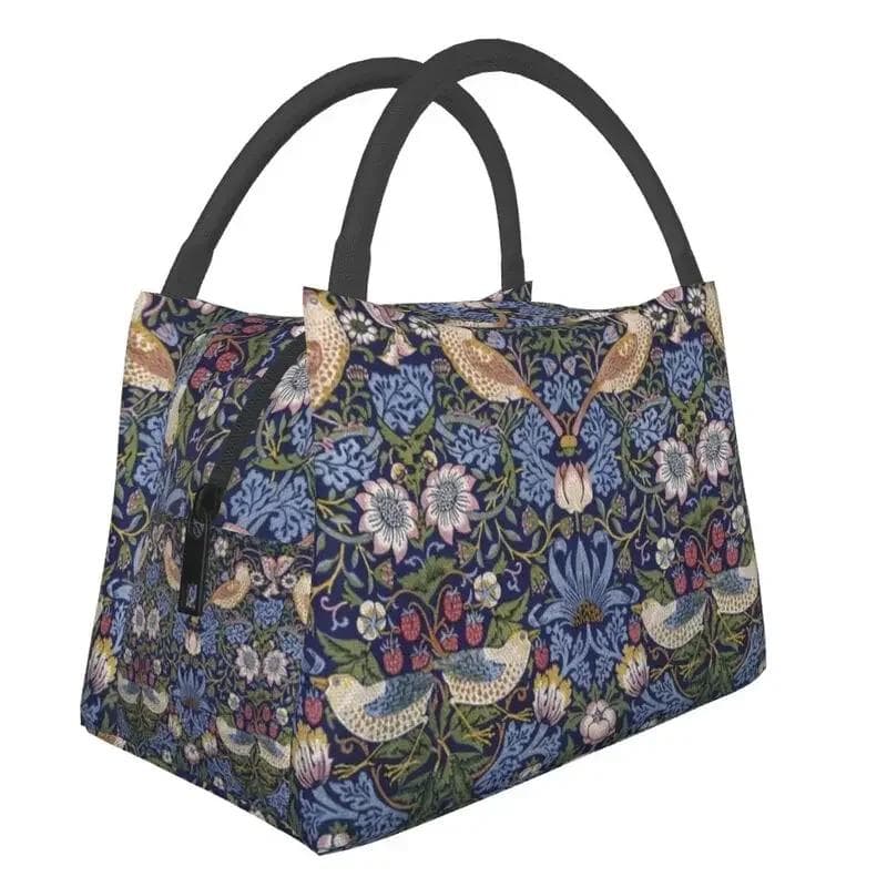 William Morris Insulated Lunch Bag for Women Portable Snakeshead Cooler Thermal Lunch Box Beach Camping Travel Shoulder Bag 28x17x16CM gold