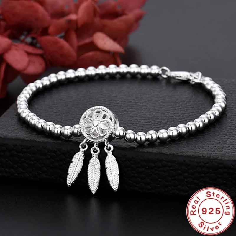 925 Sterling Silver Dream Catcher Fashion Bracelet For Women Jewelry Wedding Gift MB286