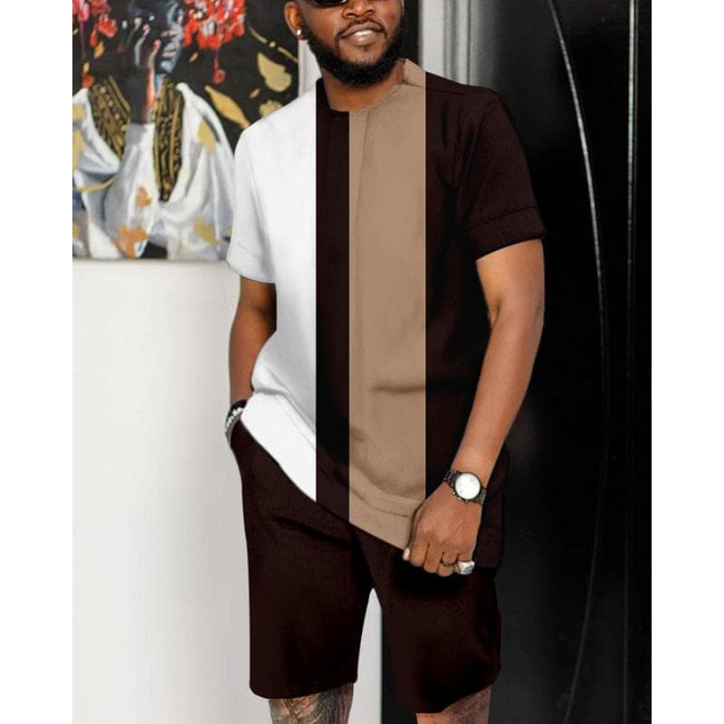 Summer Men Set Fashion 2 Piece Set Men T-Shirt Shorts Pants Suit Casual Short Tracksuit Outfit Oversized Vintage Male Clothes L