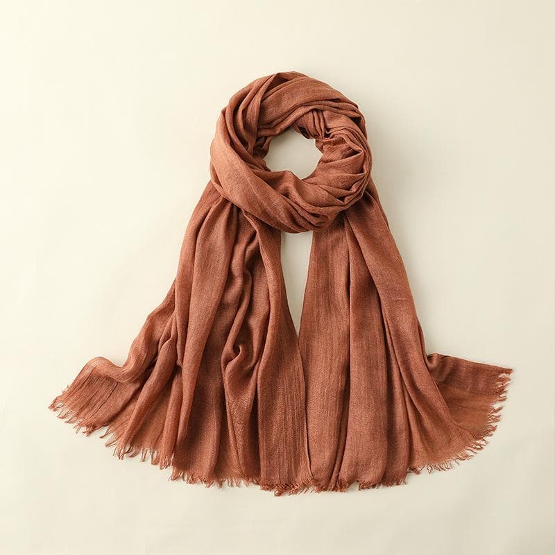 Summer Silk Scarf for Women, Fashionable Sun Protection and Shading, Beach Long Scarf, Solid Color Cotton and Linen Silk Scarf, Scarf 100*195CM