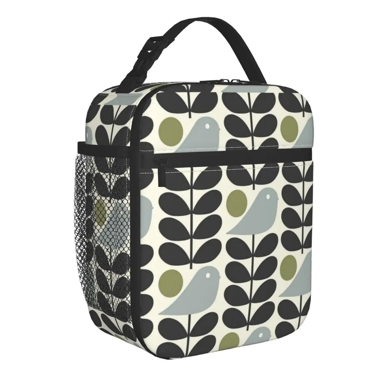 Orla Kiely Stem And Bird Insulated Lunch Bags Camping Travel Scandinavian Style Portable Cooler Thermal Bento Box Women Children 26x21x11CM sky blue