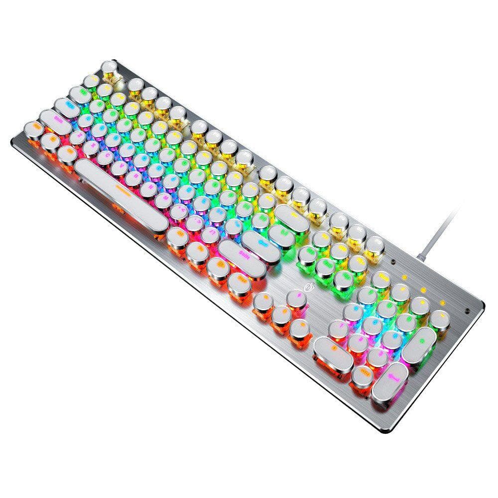 104-Key Wired Mechanical Keyboard Blue Switch Ergonomic Design RGB Backlight Multiple Lighting white