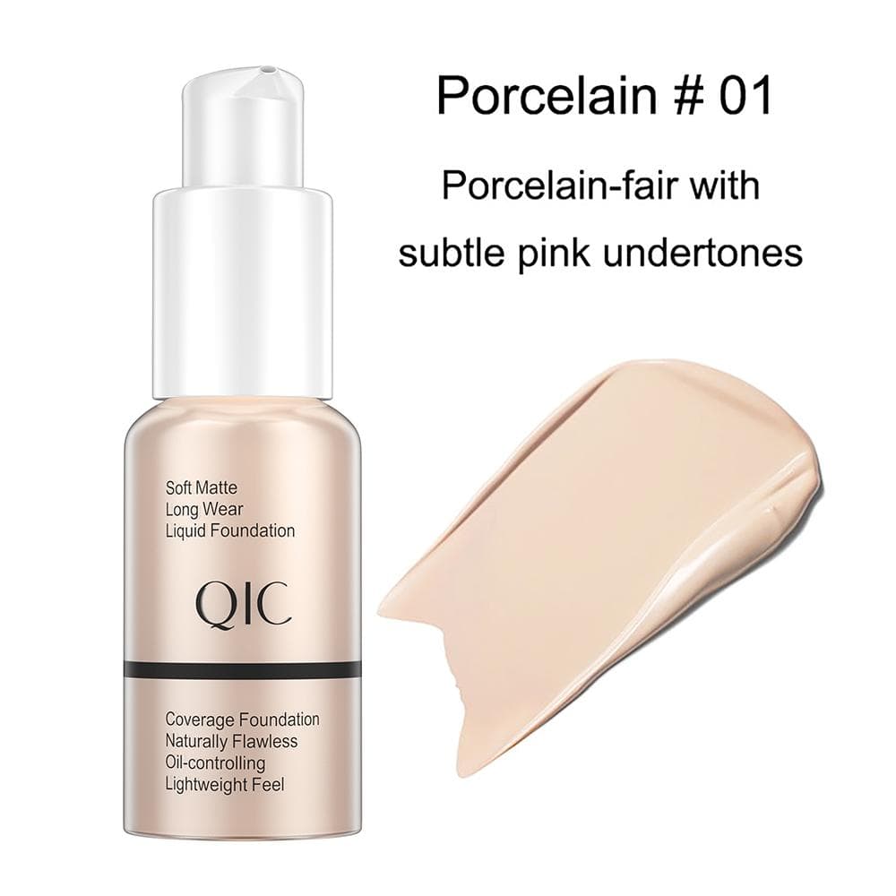 QIC 30ml Matte Makeup Foundation Cream Professional Concealing Face Dark Circle Liquid Long-lasting Eye Corrector Cream Cosmetic 01