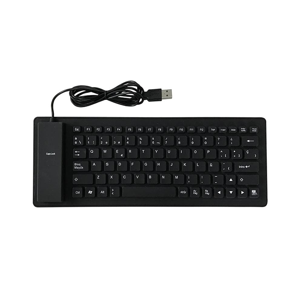 84 Keys Spanish USB Wired Silicone Keyboard Foldable Soft Silicone Waterproof Dustproof Keyboard black