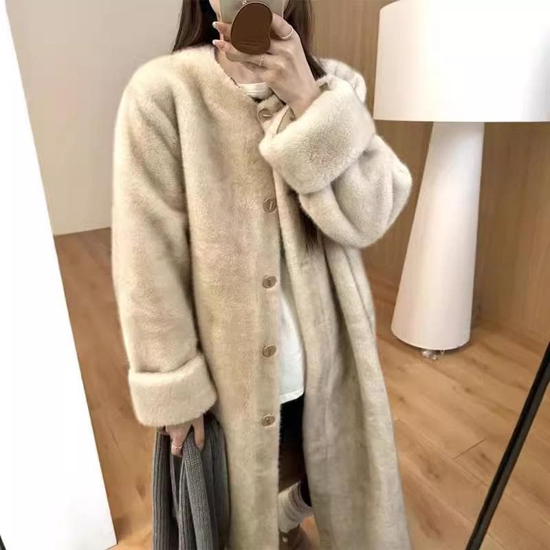 Fur All-in-one Coat Women's Long New Korean Style Winter Thickened Imitation Mink Fur Environmentally Friendly Coat M