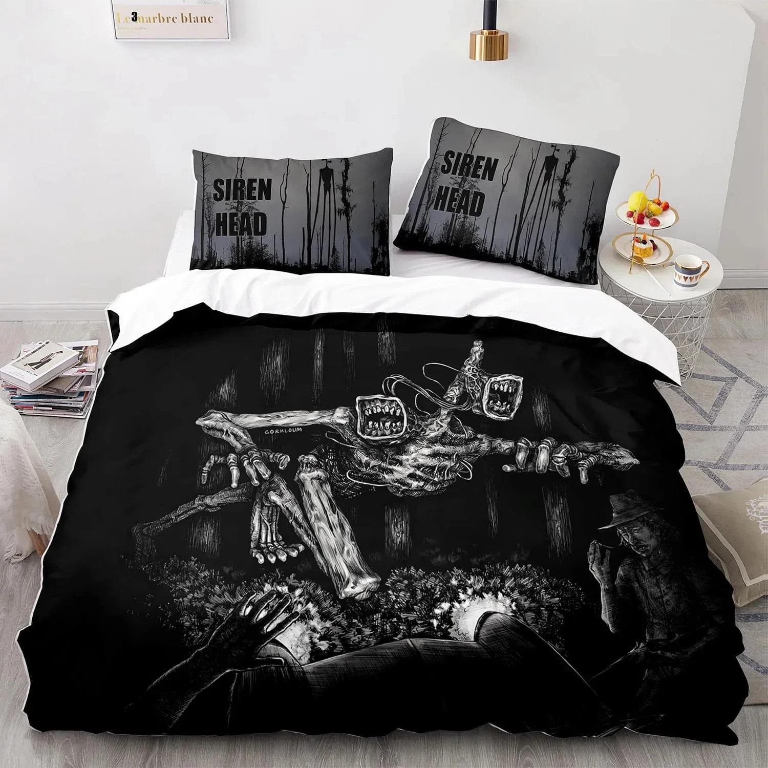 3D Print Siren Head Bedding Set Duvet Cover Bed Set Quilt Cover Pillowcase Comforter king Queen Size Boys Adult Bedding Set 70x133cm 2pcs