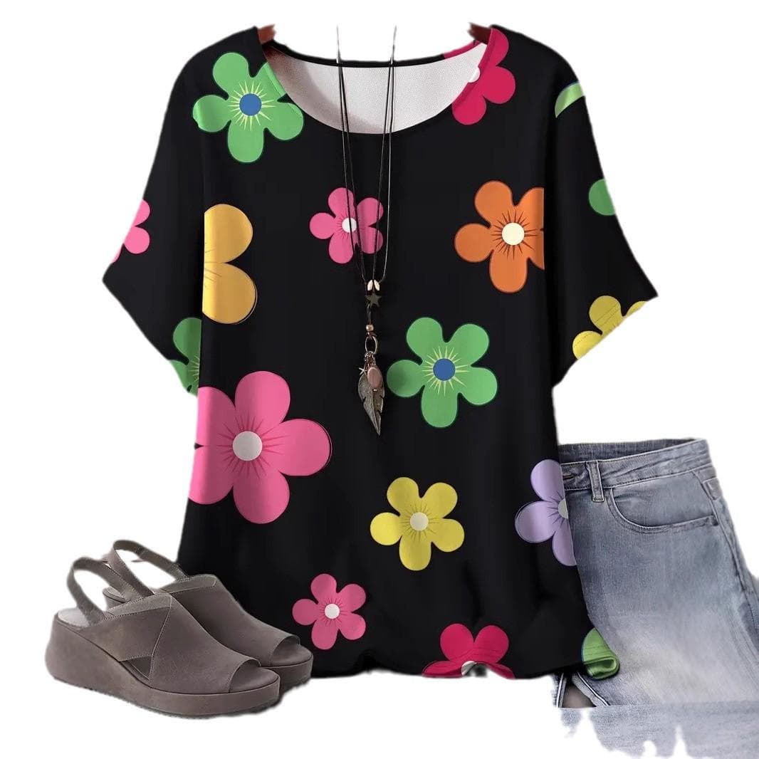 XL-7XL Plus Size Women's Personalized Printed Round Neck Top Female T-shirt 4XL