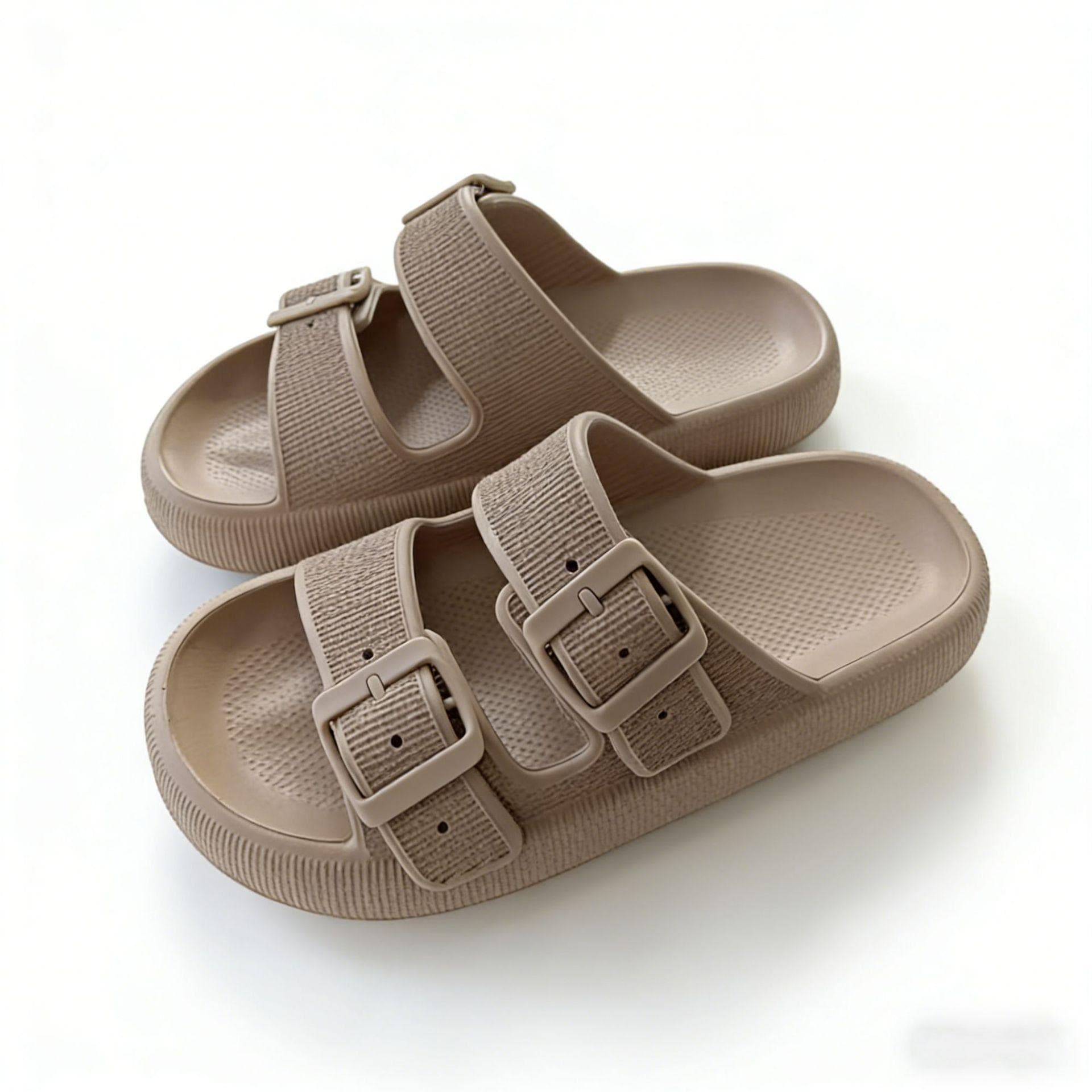 2025 Thick-Soled Double Buckle EVA Sandals: Step-On-Comfort for Couples, Women, Indoor/Outdoor Use 39-40