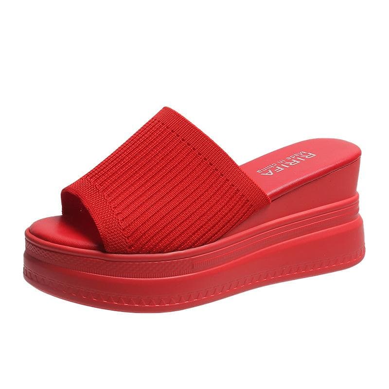 Red White Slippers Wedge Heels Women's Sandals Platform Wedding Shoes Ladies Summer Beach Sandals Casual Luxury Designer Outside 34 red