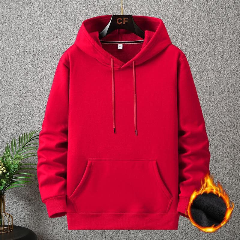 12XL 10XL Plus Size Hoodies Autumn Winter Thick Fleece Hoodie Male Big Size 12XL Hooded Pullover Solid Color Hoodies Men 4XL red