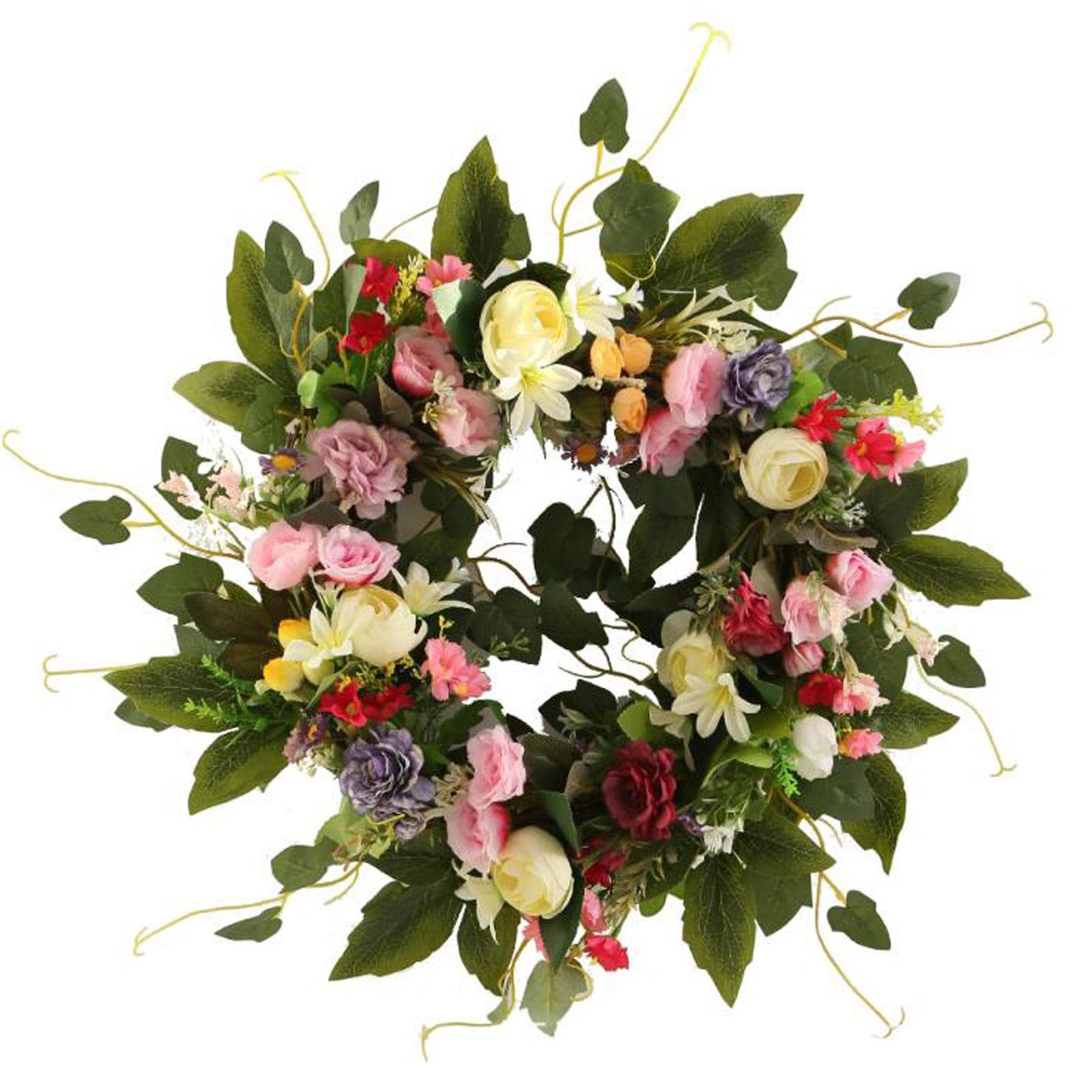 European Simulation Spring Wreath Artificial Flower Lintel Wreath Hanging Decoration for Wedding