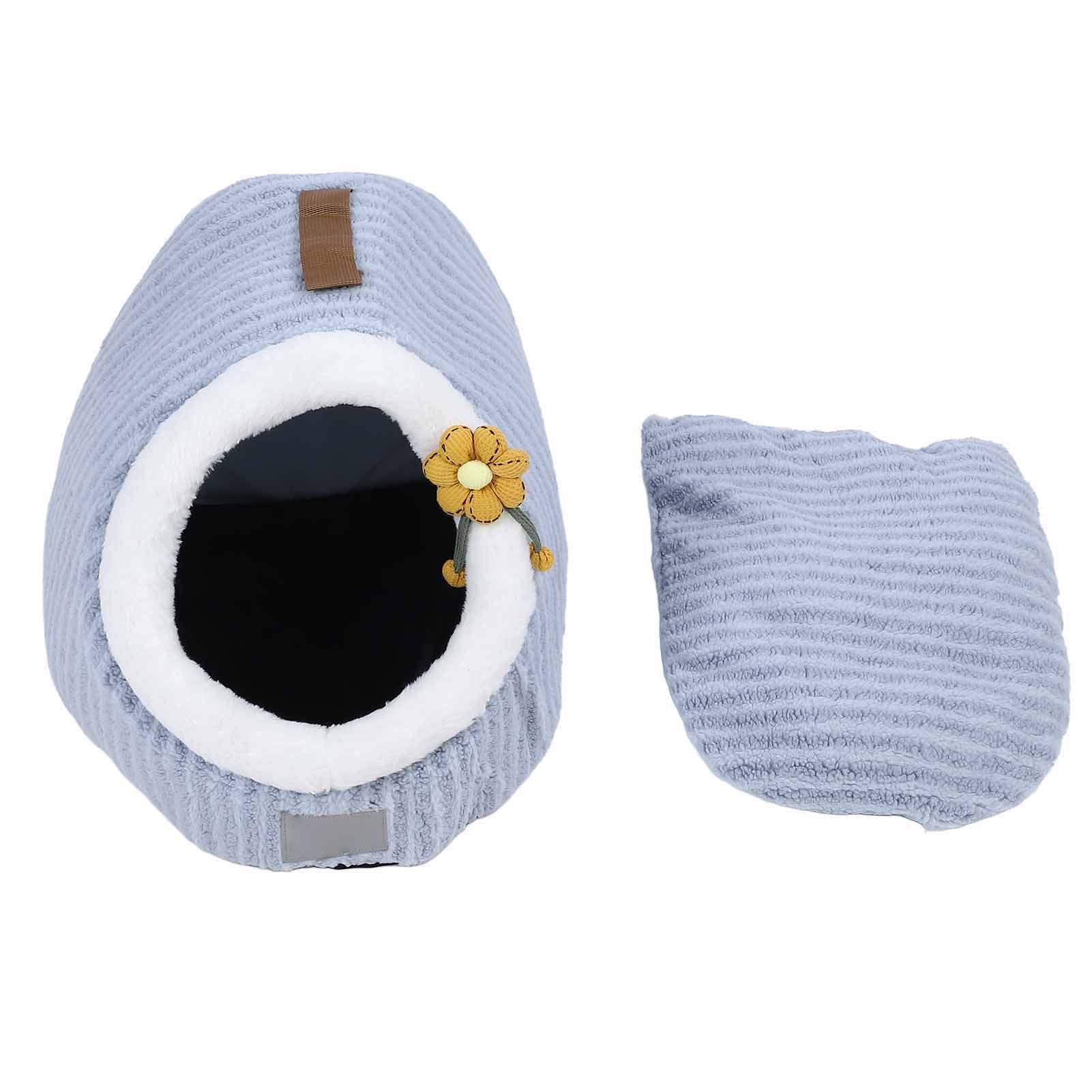 Indoor Cat Bed Cave Cozy Semi Enclosed Soft Plush PP Cotton Pet Warm Cave House for Dogs Cats M M(for 4-6.5kg)