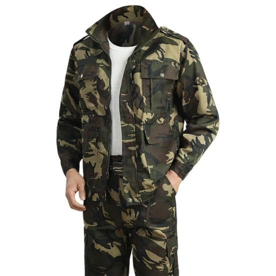 1 Set Men Jacket Pants Camouflage Print Multiple Pockets Two Piece Set Dirt Resistant Anti Scratch Work Clothes Suit for Labor Repairmen M