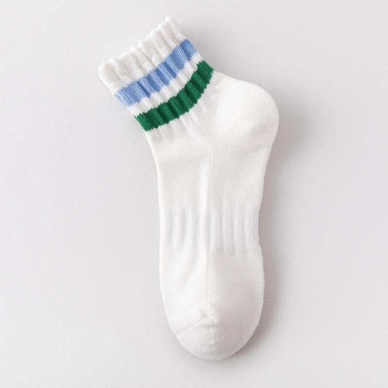 New Fashion Color Block Striped Mid-calf Sports Socks Men Women Breathable Cotton Socks Outdoor Running Basketball Cycling Socks