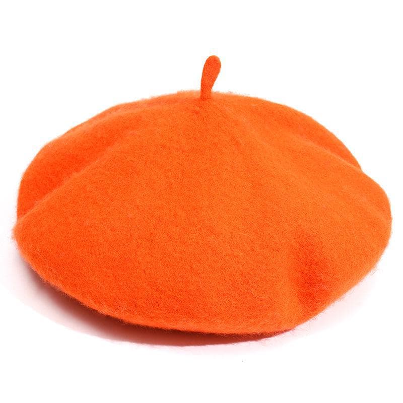 Women's Solid Color Wool Beret - Autumn/Winter Korean & Japanese Style, Warm & Fashionable in Various Colors M (56-58cm) orange