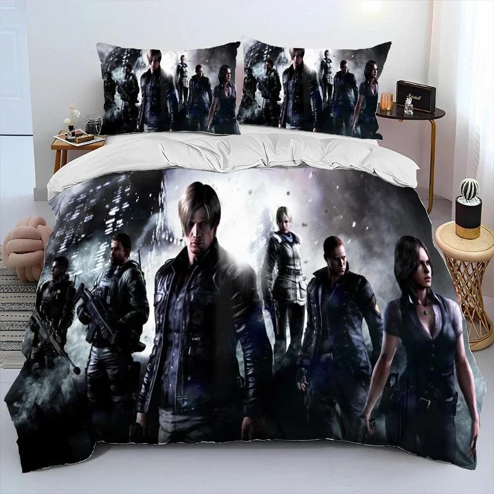 3D R-Resident Evil Games Gamer Comforter Bedding Set,Duvet Cover Bed Set Quilt Cover Pillowcase,king Queen Size Bedding Set Boys 135x200cm 2pcs