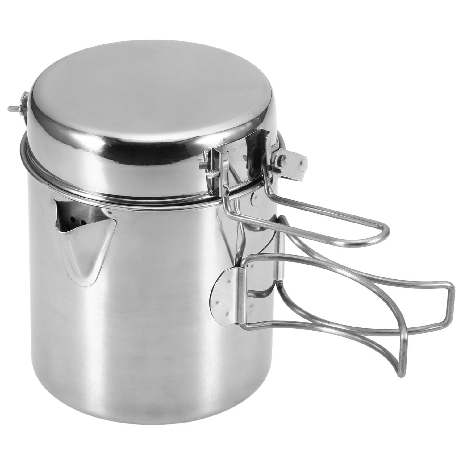 1L Stainless Steel Cooking Kettle Portable Outdoor Camping Backpacking Pot Long handle