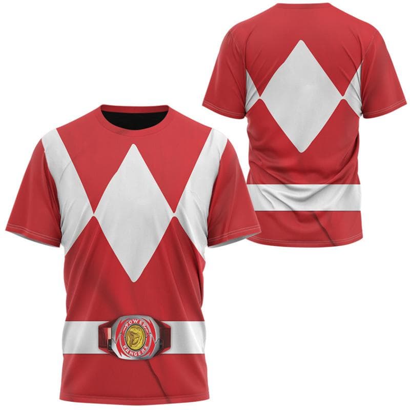 Animation Peripheral Power Rangers Extraordinary Marines 3D Printing Summer Casual Short Sleeve Loose Men's and Women's T-Shirts 3XL