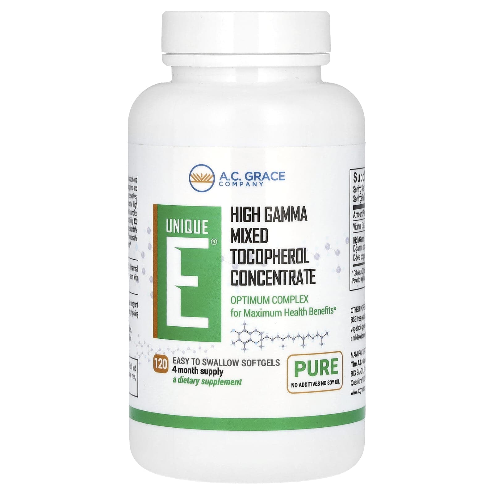 A.C. Grace Company, Unique E, 120 softgels
