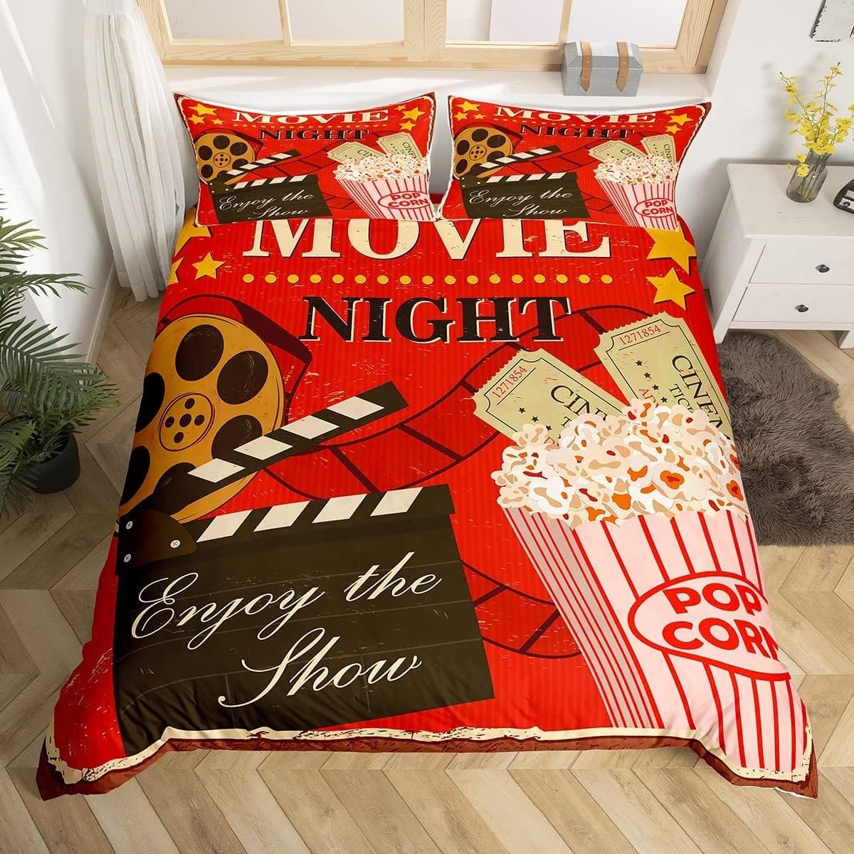 Movie Theme Duvet Cover Cinema Scenes Bedding Set Microfiber Ceremony Po Pography Quilt Cover Single Queen for Boys Girls EU single(135x200cm)