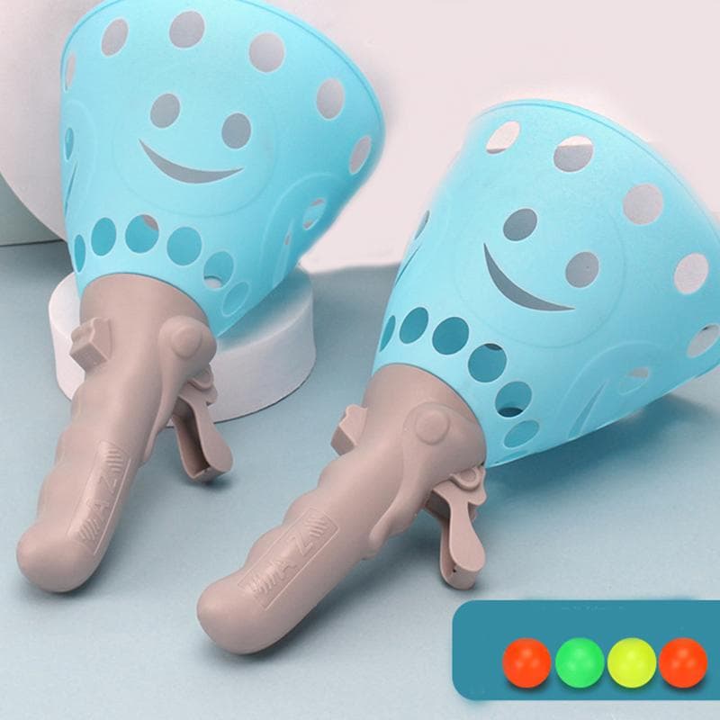 1 Pairs Double Butt Ping Pong Ball Outdoor Sports Game Toy Launch Throw Catch Ball Set Parent-Child Interactive Ejection Ball