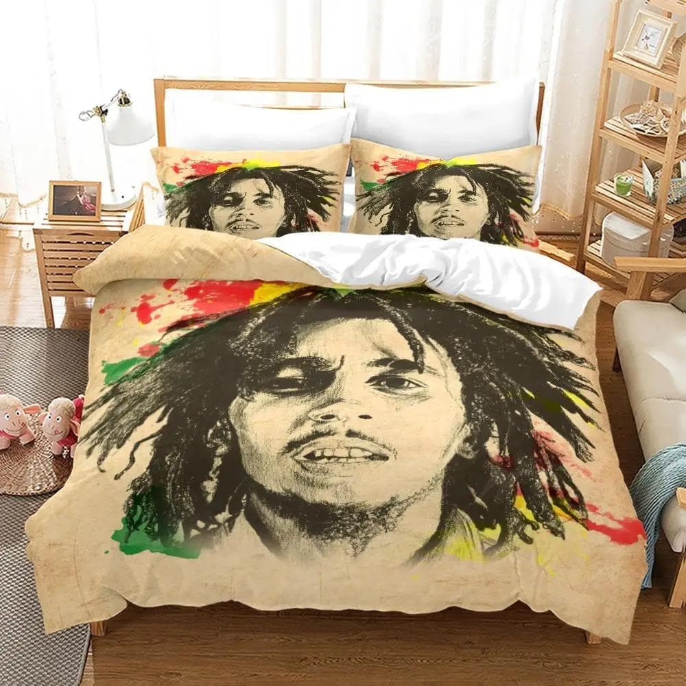 Bob Marley Duvet Cover Sets Music Legends Jamaica Singer Comfortable Bedspreads Queen King Size Bedding Sets Bedroom Decor 70x133cm 2pcs