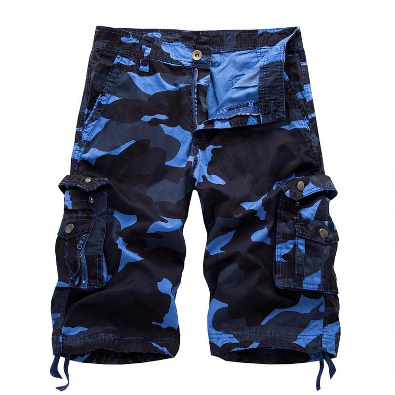 2025 Summer Military Camo Cargo Shorts Fashion Camouflage Multi-Pocket Homme Army Casual Shorts Bermudas Masculina Plus size 40 30 sky blue